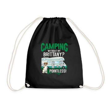French Brittany Spaniel Epagneul Breton Gift - Drawstring Bag - black - Front