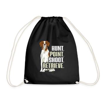 French Brittany Spaniel Epagneul Breton Gift - Drawstring Bag - black - Front