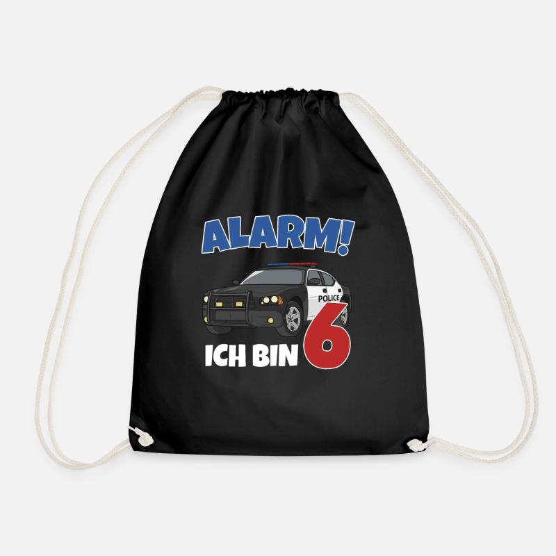 Geburtstagsshirt 6 Jahre Polizei Geschenke - Turnbeutel - Schwarz