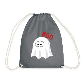 Boo Gespenst | Geist, Halloween, Halloweenparty - Turnbeutel - Grau - Vorne
