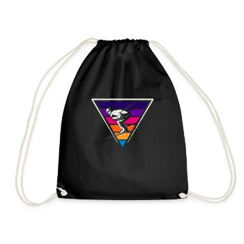 Skifahren Retro Vintage 80er 90er Ski Lustig - Turnbeutel - Schwarz - Vorne