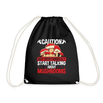 Shroom Caution Talking Mushroom Collecting - Turnbeutel - Schwarz - Vorne