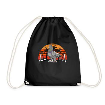 Pigeonnier rétro à battement de cœur sourd - Sac de sport léger - noir - Devant