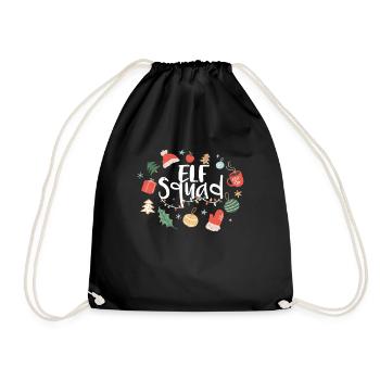 December Elf Squad Holiday Love Christmas - Drawstring Bag - black - Front