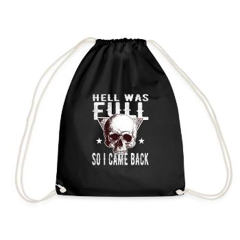 Totenkopf - Die Hölle war voll, also bin zurück - Turnbeutel - Schwarz - Vorne
