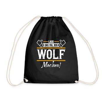 Wolf Geschenkidee Geschenk Geburtstag - Turnbeutel - Schwarz - Vorne