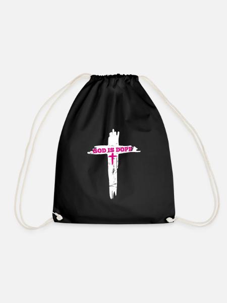 God is cool Christian faith Religion pray - Drawstring Bag - black