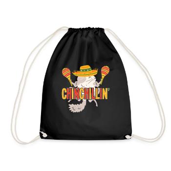 Chinchillin Mexican Artwork Chinchilla - Drawstring Bag - black - Front