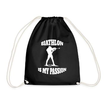 Biathlon Skier Winter Sports Biathlete Gift - Drawstring Bag - black - Front