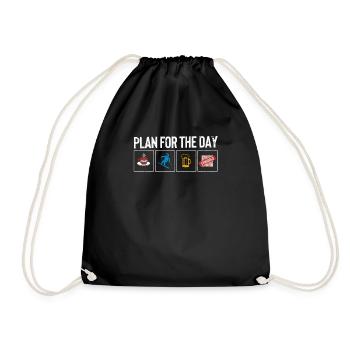 Plan for the day ski race skiers downhill skiing - Drawstring Bag - black - Front
