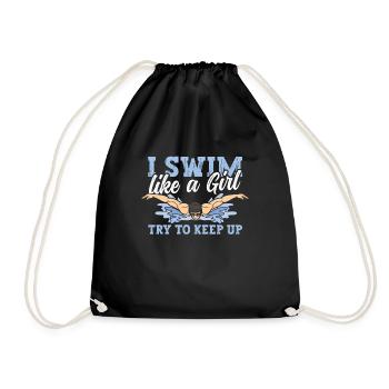 Schimmer Schwimmen Je nage comme une fille J’essaie de garder - Sac de sport léger - noir - Devant