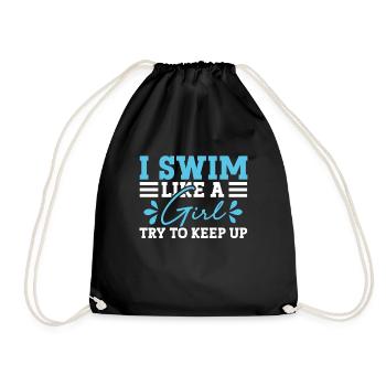 Schimmer Schwimmen Je nage comme une fille J’essaie de garder - Sac de sport léger - noir - Devant