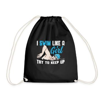 Schimmer Schwimmen Je nage comme une fille J’essaie de garder - Sac de sport léger - noir - Devant