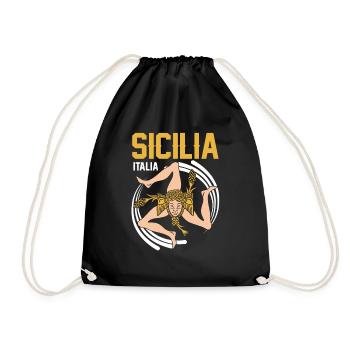 Sizilien flagge Sizilien Palermo Italien - Turnbeutel - Schwarz - Vorne