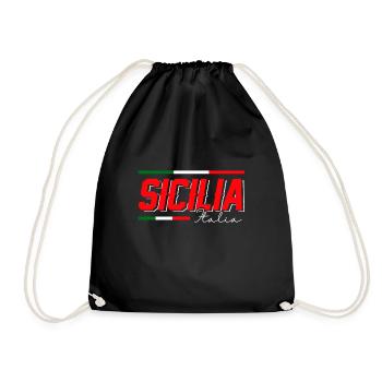 Sicily flag Sicily Palermo Italy - Drawstring Bag - black - Front