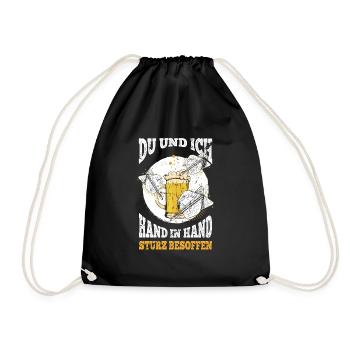 Bier Darts Verein Bar Verein Hand in Hand besoffen - Turnbeutel - Schwarz - Vorne