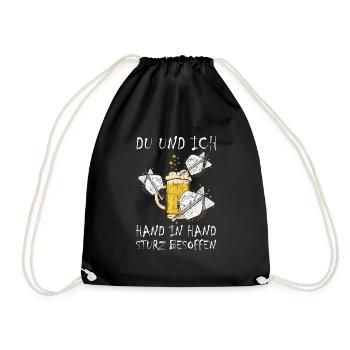 Bier Darts Verein Bar Verein Hand in Hand besoffen - Turnbeutel - Schwarz - Vorne