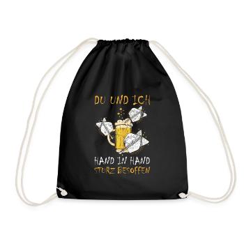 Bier Darts Verein Bar Verein Hand in Hand besoffen - Turnbeutel - Schwarz - Vorne