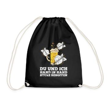 Bier Darts Verein Bar Verein Hand in Hand besoffen - Turnbeutel - Schwarz - Vorne