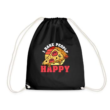 Pizzabäcker Pizzaliebhaber Pizza Geschenk - Turnbeutel - Schwarz - Vorne
