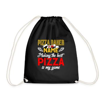 Pizzabäcker Pizzaliebhaber Pizza Geschenk - Turnbeutel - Schwarz - Vorne