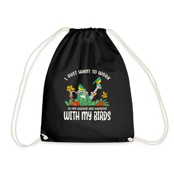 Garden And Birds Birding Bird lover Gifts - Drawstring Bag - black - Front