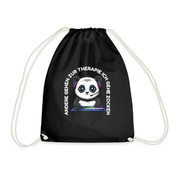 Gaming Baby Panda - Lustiges Gamer Zocken - Turnbeutel - Schwarz - Vorne
