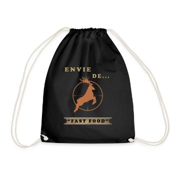 Chasse – Envie de fast food cerf - par OBV - Sac de sport léger - noir - Devant