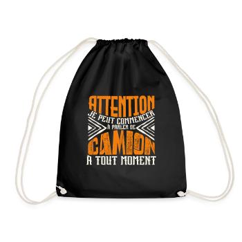 Avertissement, Camion à tout moment. - Sac de sport léger - noir - Devant