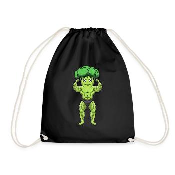 Brokkoli Fitness Fitnessstudio Motivation - Turnbeutel - Schwarz - Vorne