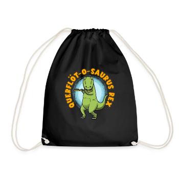 Querflöt-O-Saurus Rex Dinosaurier Querflöte - Turnbeutel - Schwarz - Vorne
