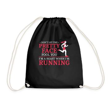 Running Runner Half Marathon Girl - Drawstring Bag - black - Front