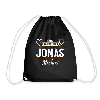 Jonas Geschenkidee Geschenk Geburtstag - Turnbeutel - Schwarz - Vorne