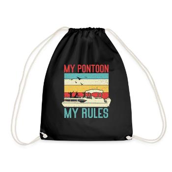 Pontoon Boat Captain Boating Lake Pontoon - Drawstring Bag - black - Front