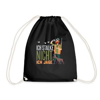 Lustiges Jagdhorn Fernglas Jäger Spruch design - Turnbeutel - Schwarz - Vorne