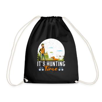 Temps de chasse amusant avec cor de chasse dans la nature - Sac de sport léger - noir - Devant