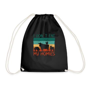 Funny Vegan Saying Not Animals - Drawstring Bag - black - Front