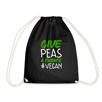 Erbsen eine Chance geben Lustig Vegan - Turnbeutel - Schwarz - Vorne
