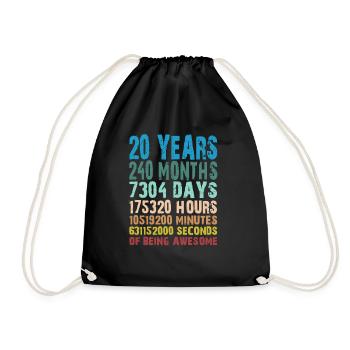 20 YEARS OF BEING AWESOME - Drawstring Bag - black - Front