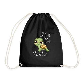 I just like turtles water turtle - Drawstring Bag - black - Front