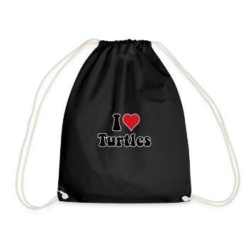 I love Turtles water turtle - Drawstring Bag - black - Front