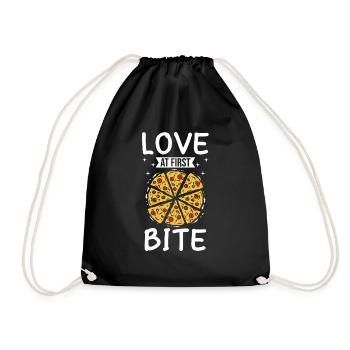 L'amour à la première bouchée Fabrication de pizza drôle - Sac de sport léger - noir - Devant