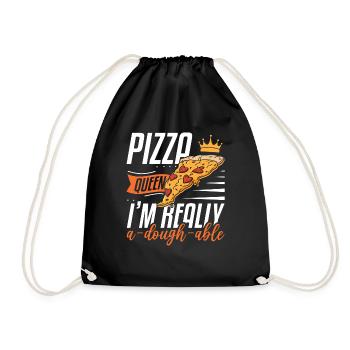 Women's Pizza Queen I'm Really A-Dough-Able Pizza - Drawstring Bag - black - Front