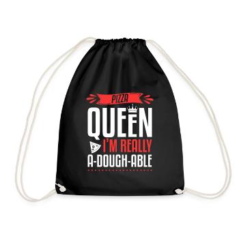 Women's Pizza Queen I'm Really A-Dough-Able Pizza - Drawstring Bag - black - Front