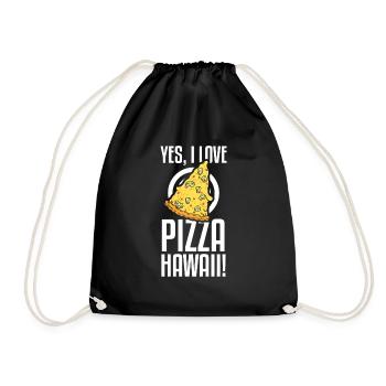 Yes, I Love Pizza Hawaii Funny Pizza Making - Drawstring Bag - black - Front