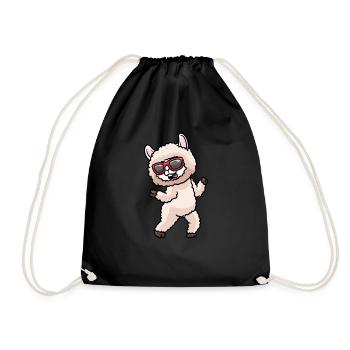 Alpaga dansant avec des lunettes de soleil danseur de danse - Sac de sport léger - noir - Devant
