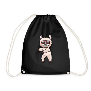 Alpaga dansant avec des lunettes de soleil danseur de danse - Sac de sport léger - noir - Devant
