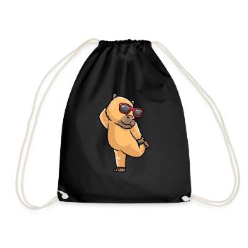 Capybara dancing with sunglasses capybara - Drawstring Bag - black - Front