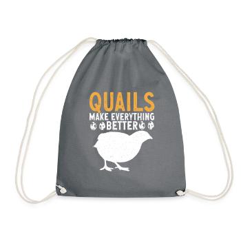 Quail bird lover gift - Drawstring Bag - grey - Front