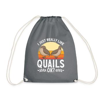 Quail bird lover gift - Drawstring Bag - grey - Front